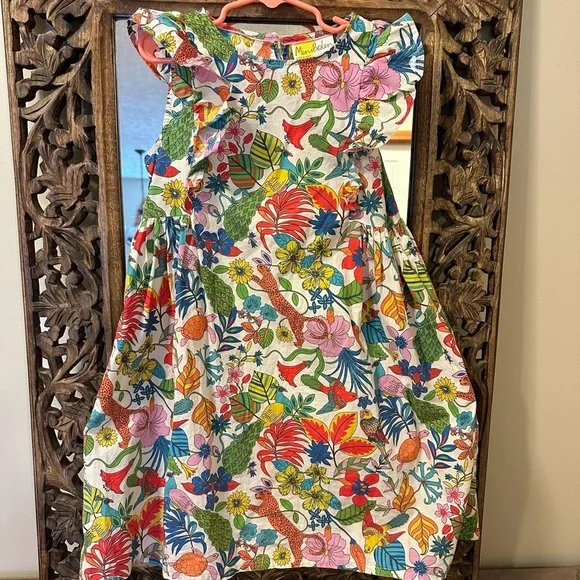 mini boden jungle dress Boden Girls Woven Mix Twirly Dress in Blue